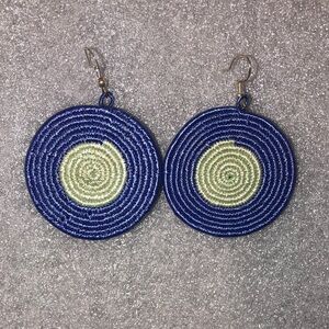 Woven Disc Circular Earrings